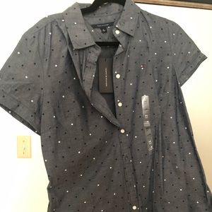 NWT Tommy Hilfilger Polka Dot Button Down T-Shirt